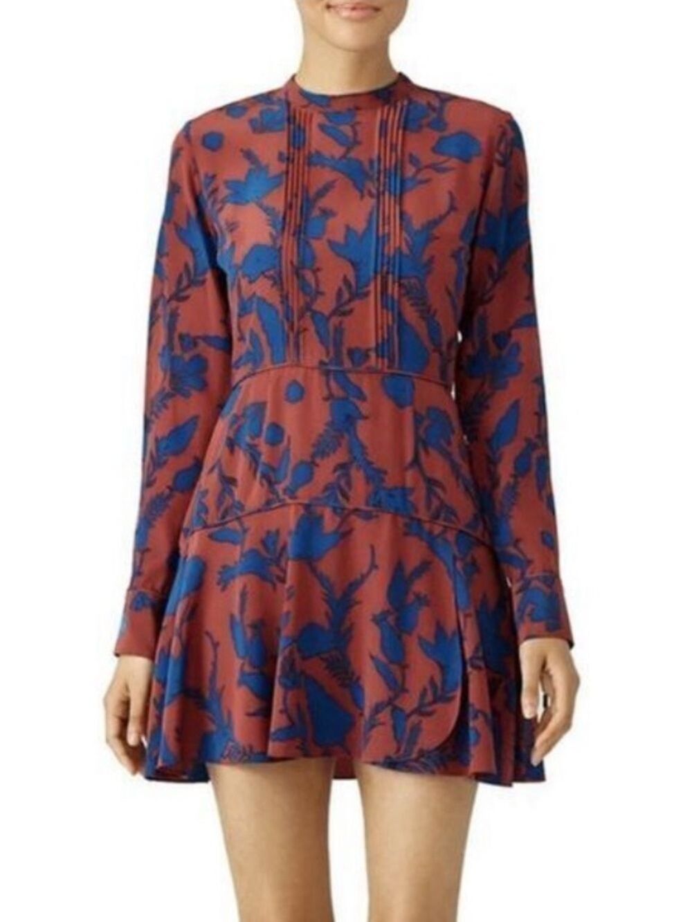 Tanya Taylor Odette 100% Silk Mini Dress Size 8 Luxury Pleated Party City $550